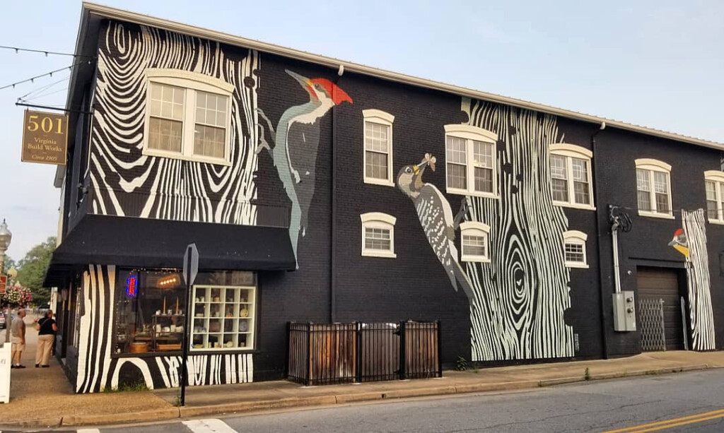 The Warren County Project for the Arts sponsored several murals in downtown Front Royal in 2020. This mural, painted by Christy Baker, is titled "Woodpeckers of Virginia" and is located at the intersection of Main Street and Blue Ridge Avenue.Photo by William Babyak. Virginia Tourism Corporation, www.Virginia.org