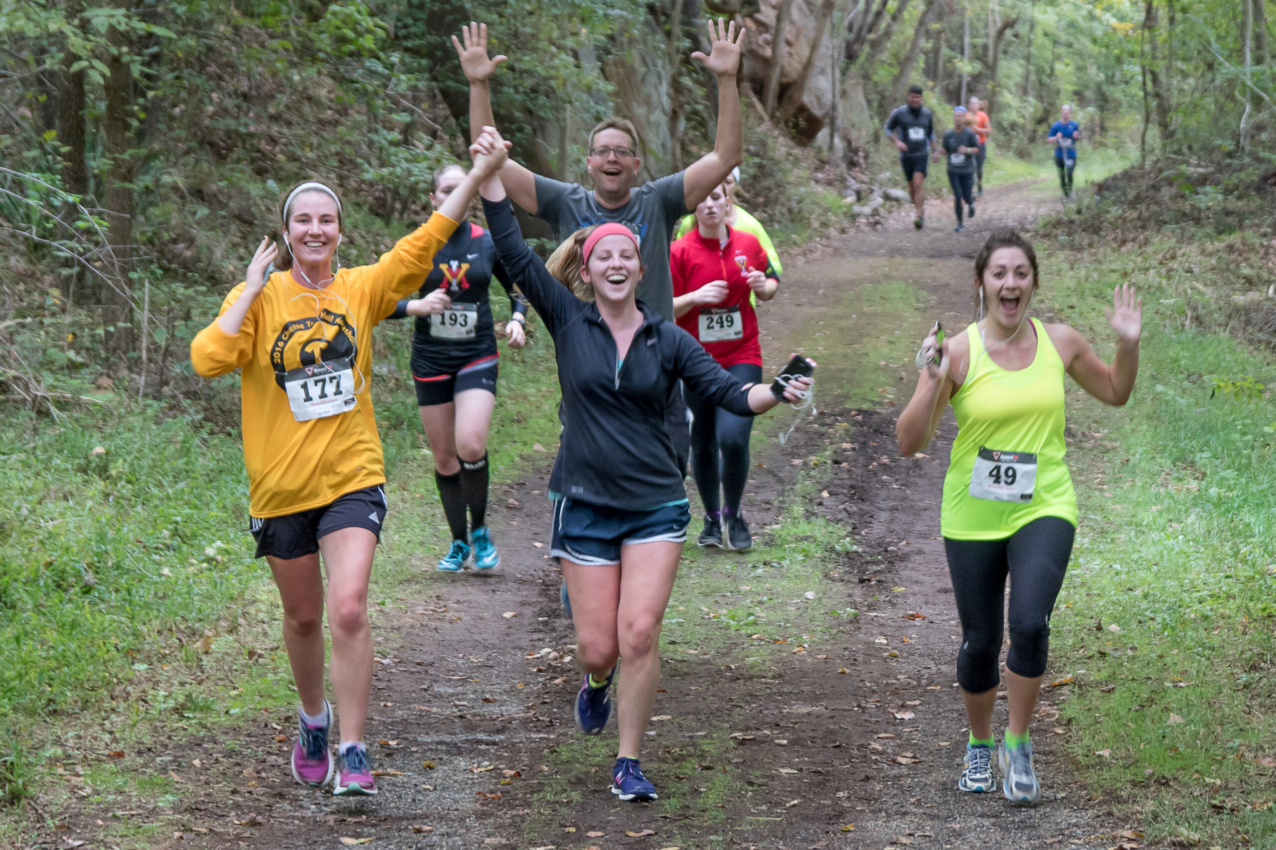 People running on the Chessie Trail for the Chessie Trail Marathon.